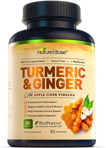 Turmeric Curcumin Supplement with Ginger & Apple Cider Vinegar – BioPerine Black…