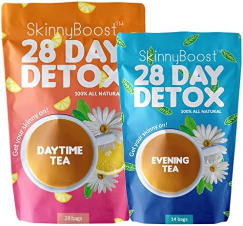 SkinnyBoost 28 Day Detox Tea Kit-1 Daytime Tea (28 Bags) 1 Evening…