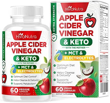 4X Strength Apple Cider Vinegar Capsules + Keto & MCT Oil for…